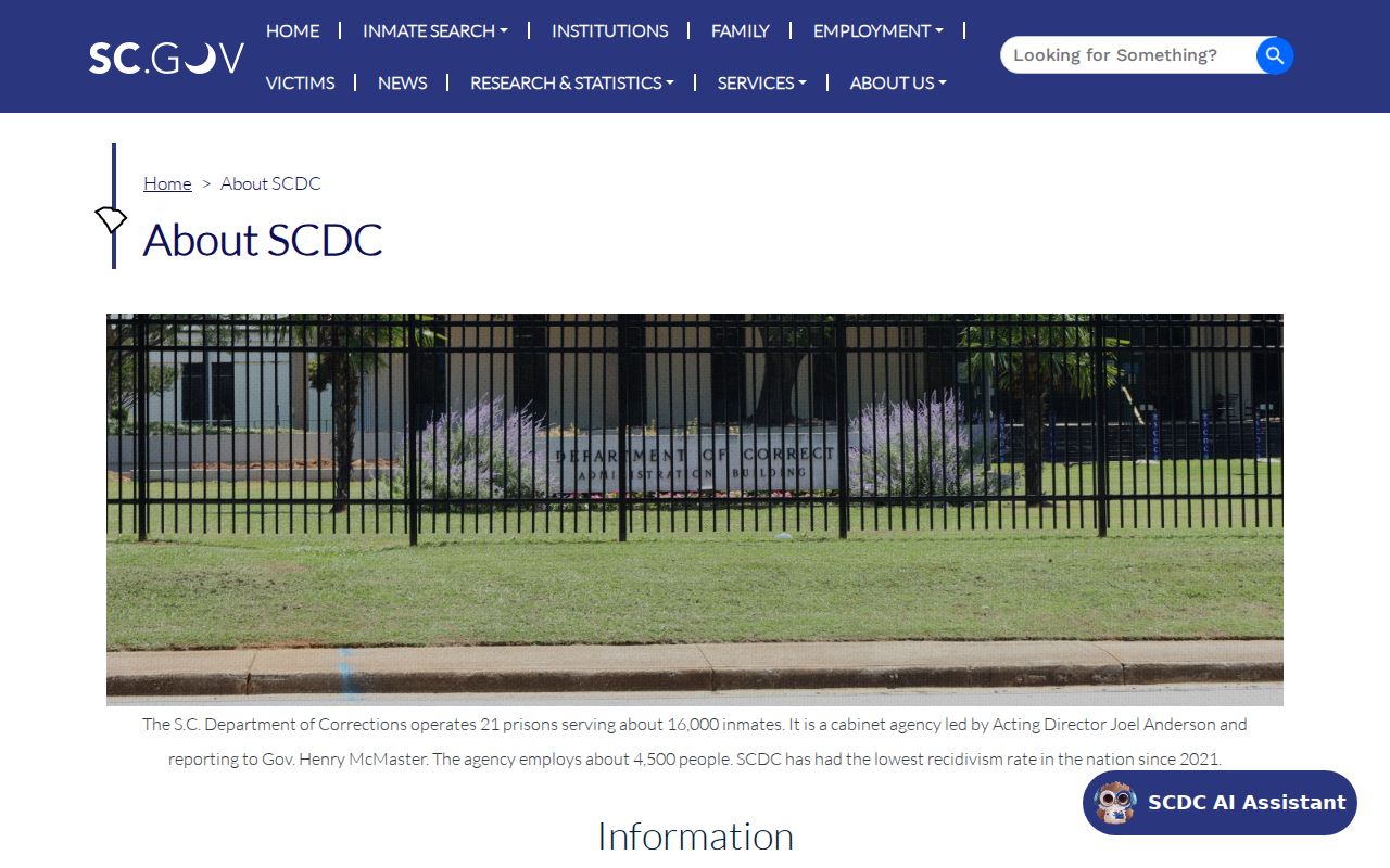 South Carolina corrections system context for Hampton County arrests