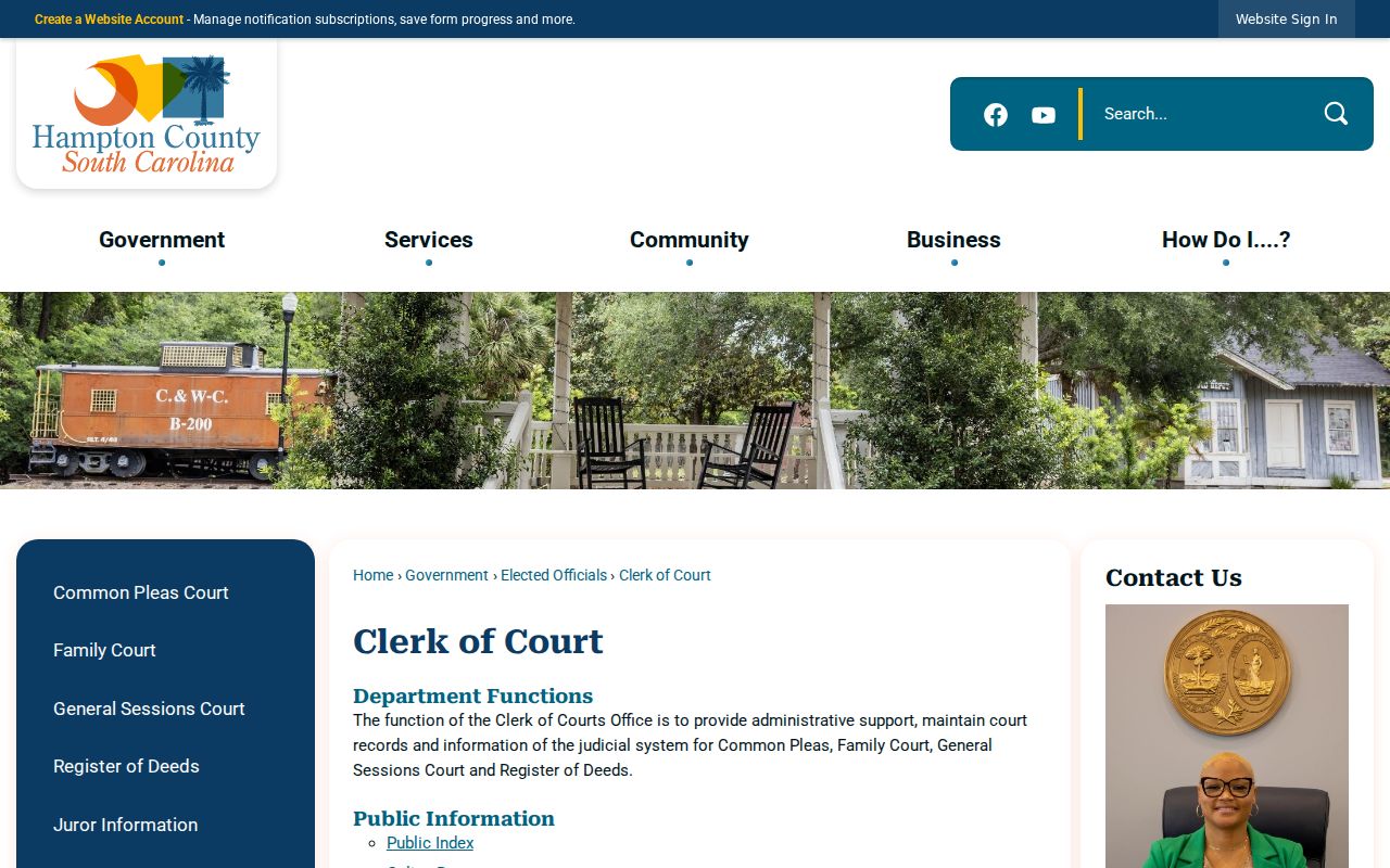 Hampton County criminal court record clerk office