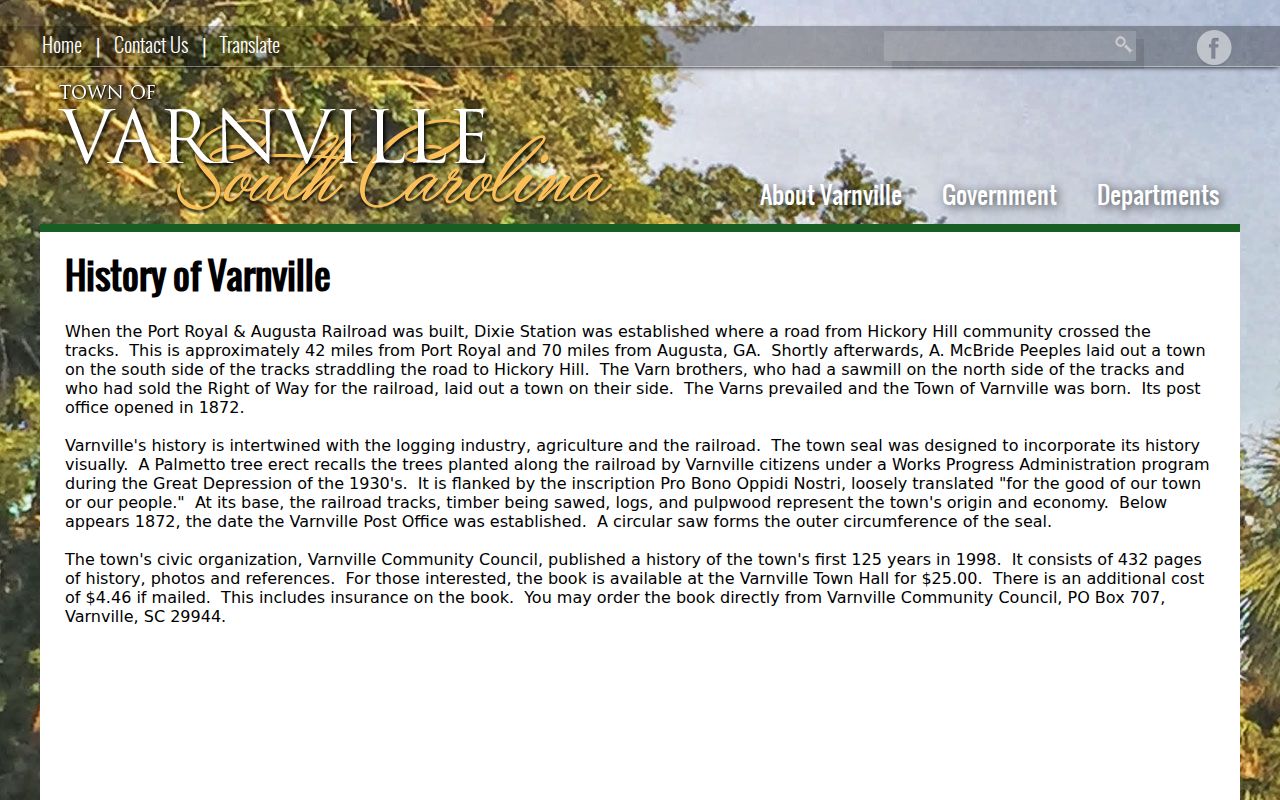 Varnville criminal records context from town history in Hampton County