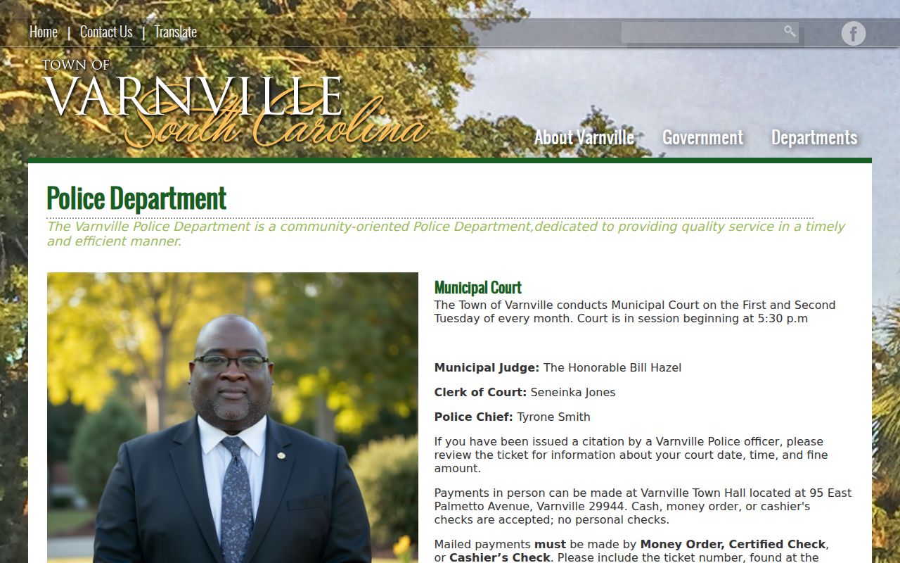 Varnville criminal records police and Municipal Court source in Hampton County